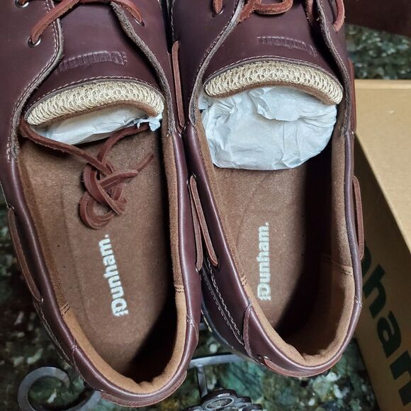 New Dunham Men's Shoreline Leather Loafers Size 15 4E Dark Brown NIB Boat Shoes - Picture 15 of 16